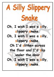 English worksheet: A Slippery Snake