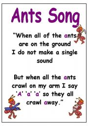 English worksheet: Ants song