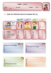 English Worksheet: THEY LIKE SINGING