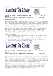 English worksheet: Letter to Self- To be mailed upon graduation