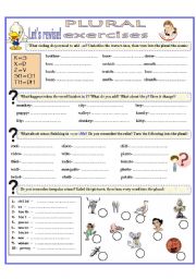 English Worksheet: PLURAL EXERCISES