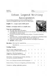 English Worksheet: Urban Legends Writing