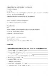 English Worksheet: Present simple and present continuous