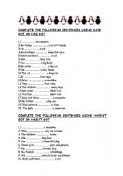 English Worksheet: THE VERB TO HAVE