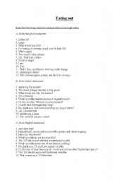 English Worksheet: eating out