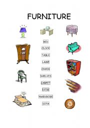 English worksheet: furniture vocabulary