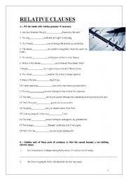 English Worksheet: RELATIVE CLAUSES