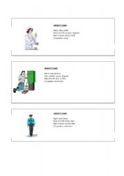 English worksheet: IDENTITY CARDS