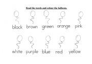 English worksheet: Colour the balloons