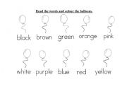 English Worksheet: Colour the balloons