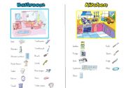 English Worksheet: BATHROOM - KITCHEN