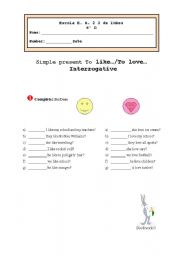 English Worksheet: Interrogative simple present regular verbs