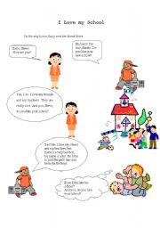 English Worksheet: I love my school (text)
