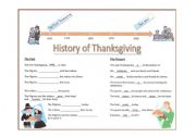 History of Thanksgiving...SIMPLE PAST VERBS EXERCISE