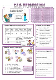 English Worksheet: CAN - permission