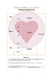 English Worksheet: simple present interrogative to love