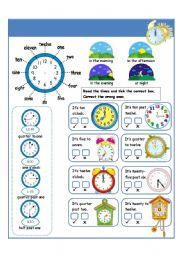 English Worksheet: I can tell the time I part