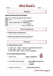 English Worksheet: my worksheet