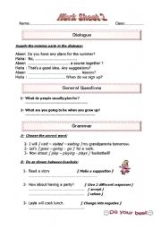 English worksheet: my worksheet