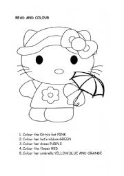 English Worksheet: COLOUR HELLO KITTY