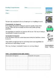 English Worksheet: Sustainable Development