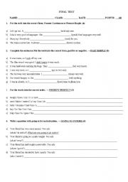 English Worksheet: Grammar test
