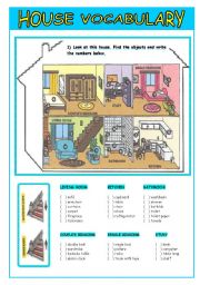 English Worksheet: HOUSE VOCABULARY