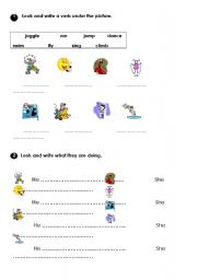 English Worksheet: present continuous for simple actions very easy 