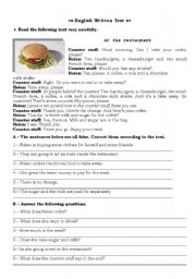 English Worksheet: At the restaurant