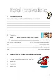English Worksheet: Hotel Reservations