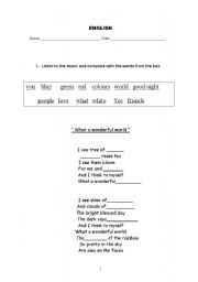 English worksheet: What a Wonderful World