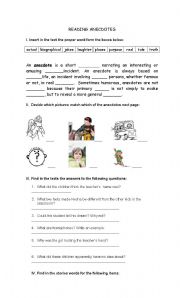 English Worksheet: ANECDOTES