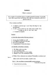 English worksheet: What is a sentence?