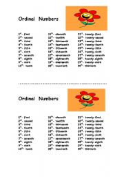 ordinal numbers