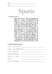 English worksheet: Sports Part I