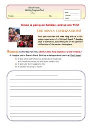 English Worksheet: Writing Test - Going to Guatemala on holidays