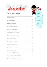 English Worksheet: Wh-questions