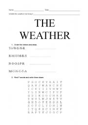 English worksheet: the weather