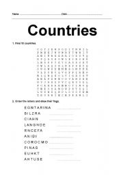 English Worksheet: countries