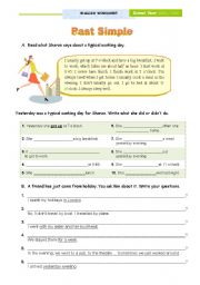 English Worksheet: SIMPLE PAST - Exercises leading to (Pre-writing) a writing activity 