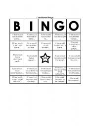 English Worksheet: conditional bingo