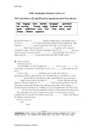 English worksheet: fill in the blanks with suitable words