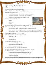 English Worksheet: Listening: The Great Fire of London