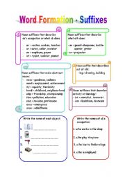 English Worksheet: Word Formation - Suffixes