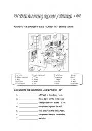 English Worksheet: IN THE DINIG ROOM:  