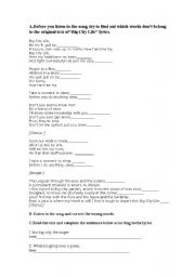 English Worksheet: Mattafix_Big_City_Life_A_Song