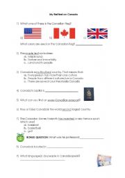 English Worksheet: Discover Canada! 