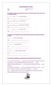 English worksheet: Simple Past Grammar Test 