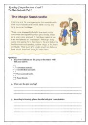 English Worksheet: The Magic Sand Castle