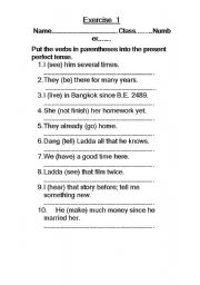 English Worksheet: Present Perfect